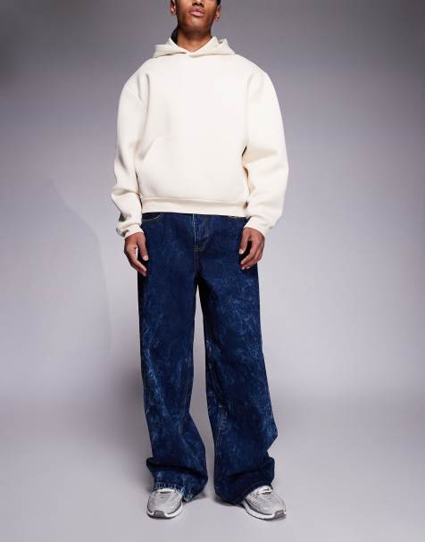 Courtside oversized denim jeans in dark acidwash blue