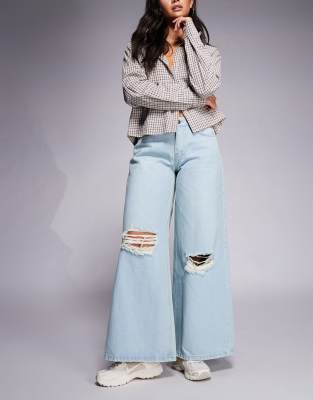 Courtside Oversized Denim Jeans In Blue
