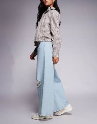 Courtside Oversized Denim Jeans In Blue