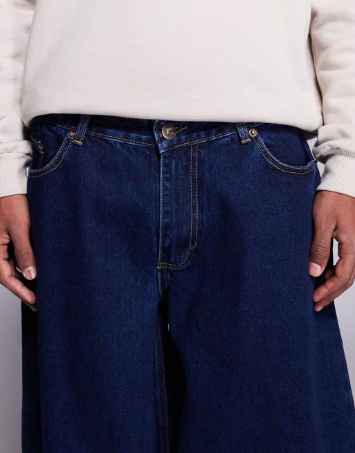 Courtside oversized jeans in darkwash blue with turn up hem, 5 of 5