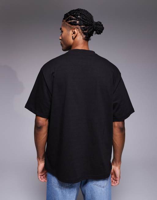 Courtside oversized T-shirt in black with collegiate print | ASOS