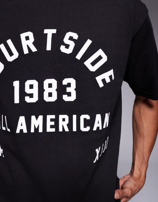 Courtside oversized t-shirt in black with collegiate print, 5 of 5