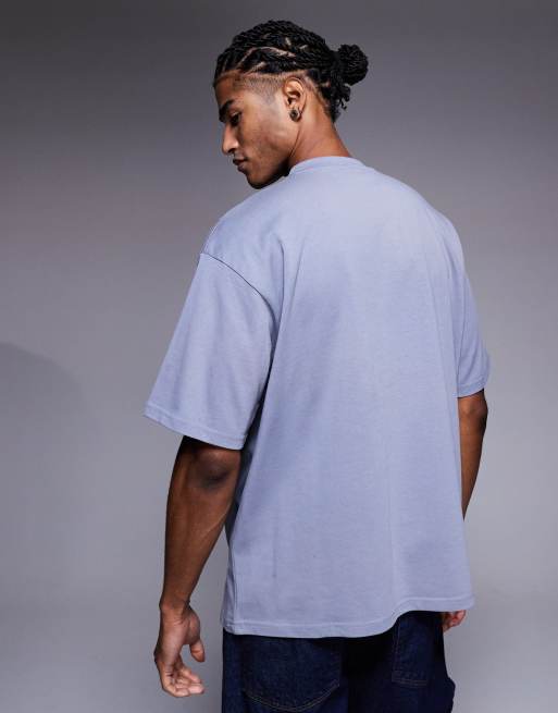 Courtside oversized t-shirt in washed blue with logo print, 3 of 5