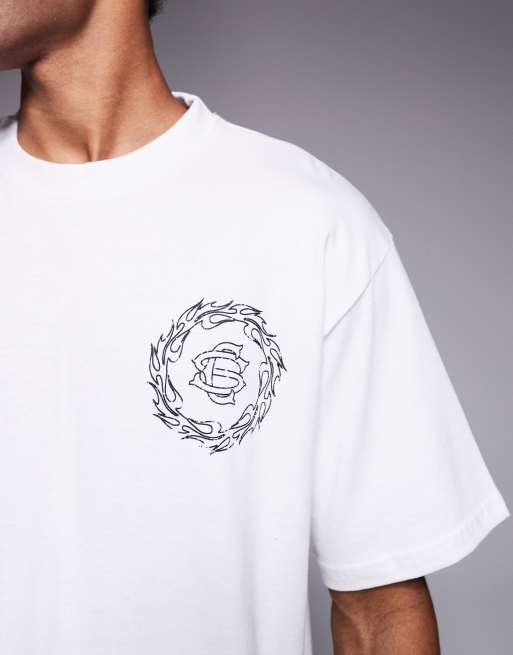 Courtside - Oversized T-shirt in wit met print op de borst en achterkant, 5 van 5