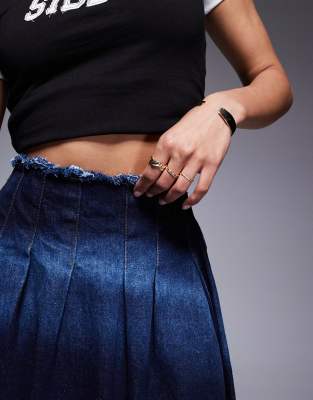 ★ ★ Women's Pleated Rinse Denim Skirt 47C717G N Amazon.com: EsEiCo Women's Washed Pleated Mini Denim Skirt
