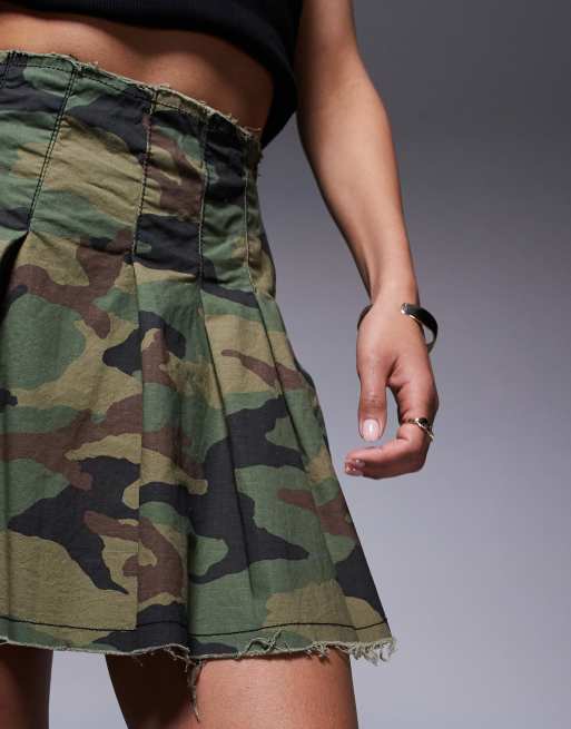 Courtside pleated mini skirt in camo print | ASOS
