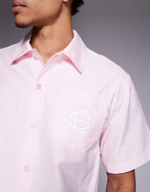 Courtside - Recht overhemd met korte mouwen in roze met logoprint, 5 van 5