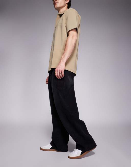 Courtside - Rechte jeans met extreem baggy pijpen in zwart met wassing, 3 van 5