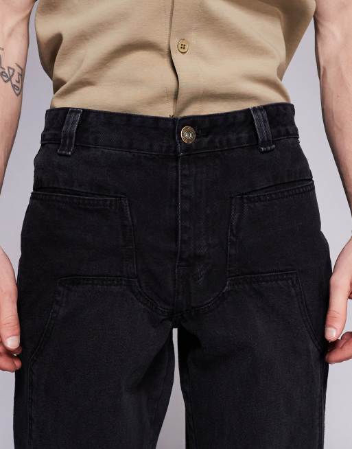 Courtside - Rechte jeans met extreem baggy pijpen in zwart met wassing, 5 van 5