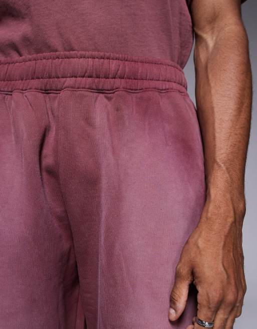 Courtside - Ruimvallende shorts van co-ord set met logodetail in bessenkleur met wassing, 5 van 5