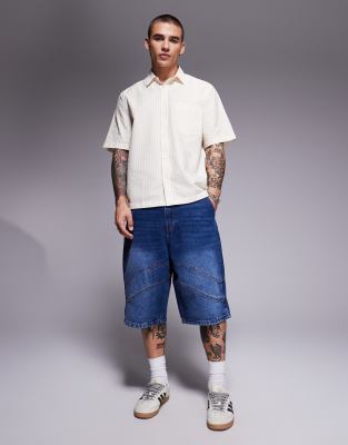 Courtside Courtside seam detail denim jort in washed blue