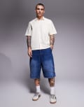 [Courtside] Courtside seam detail denim jorts in washed blue W30 Washed blue