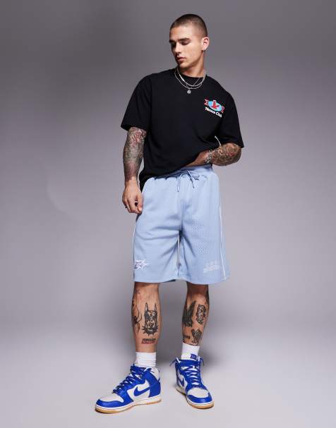 Courtside sports logo detail relaxed shorts in blue - view 1