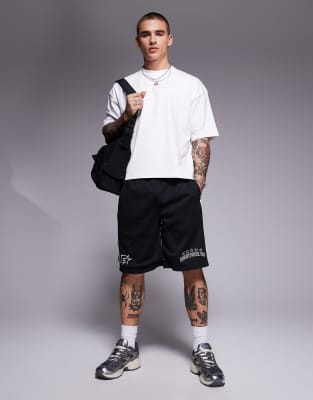 sports logo detail shorts in black