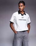 [Courtside] Courtside sports top with contrast collar detail in white XXL WHITE