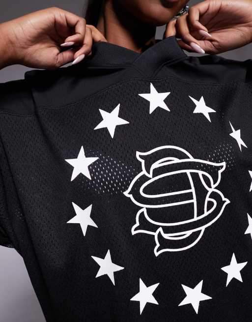 Courtside - Super oversized jersey top met V-hals in zwart, 4 van 4