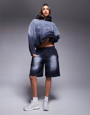 Courtside Varsity Detail Relaxed Raw Hem Shorts