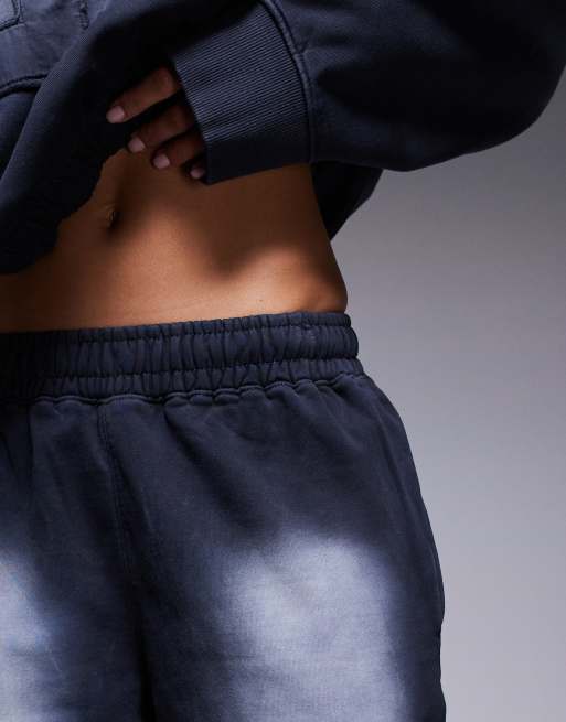 Courtside varsity detail relaxed raw hem shorts in washed black (part of a set), 5 of 5