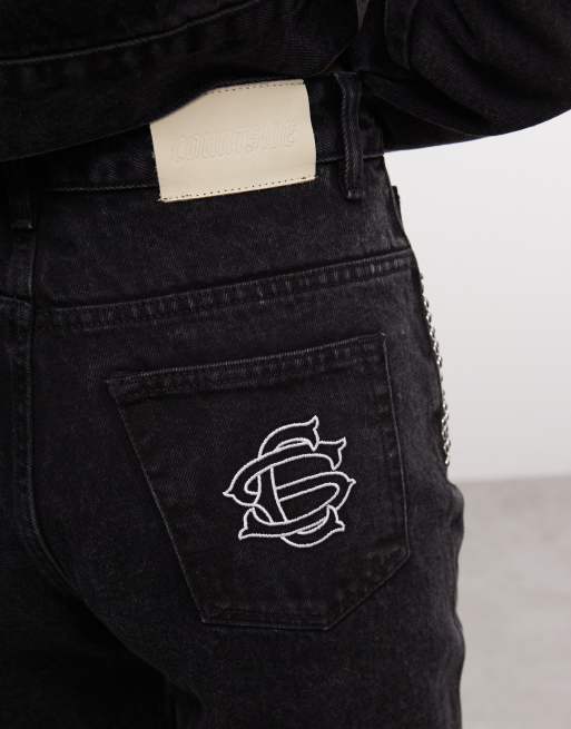 Courtside wide leg stud detail jeans in black wash - part of a set, 2 of 5