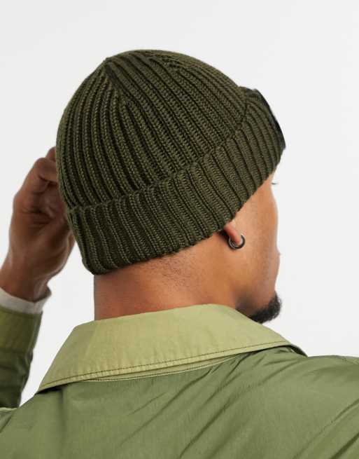 C.P. Company - Gebreide beanie met bril-detail in kaki, 2 van 4