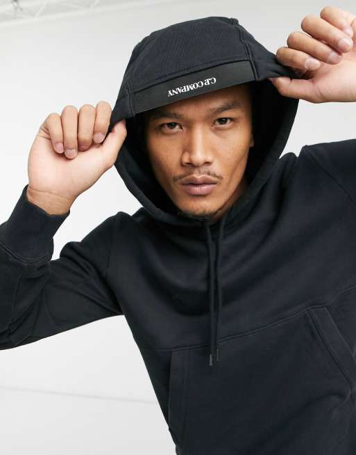 C.P. Company hood detail overhead lens hoodie in black