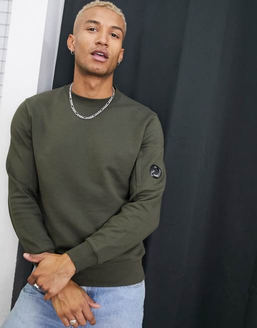 C.P. Company - Lens - Kakifarvet sweatshirt med rund hals