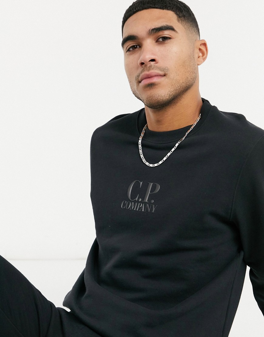 C.P. Company - Sweatshirt met ronde hals en logo in zwart