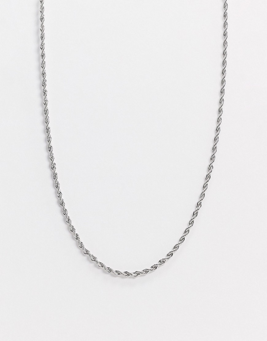 Craftd London 3mm stainless steel rope neck chain in silver