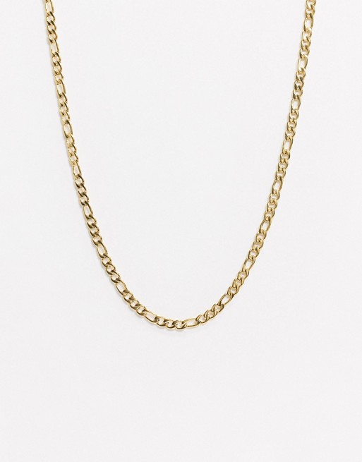 Craftd London 5mm stainless steel figaro neck chain in gold