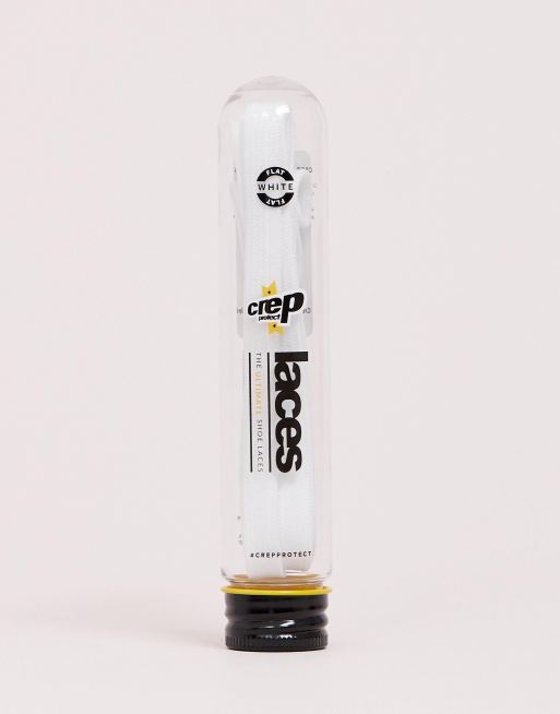 Crep Protect – Białe płaskie sznurowadła