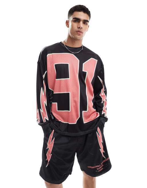 Criminal Damage 91 mesh top in caviar/coral