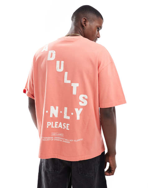 Criminal Damage Adults only t-shirt coral in coral