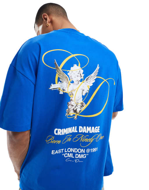 Criminal Damage Angel cherub t-shirt blue in blue