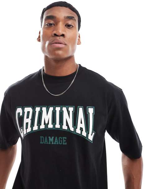 Criminal Damage campus t-shirt in black