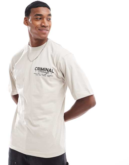 Criminal Damage city t-shirt in stone
