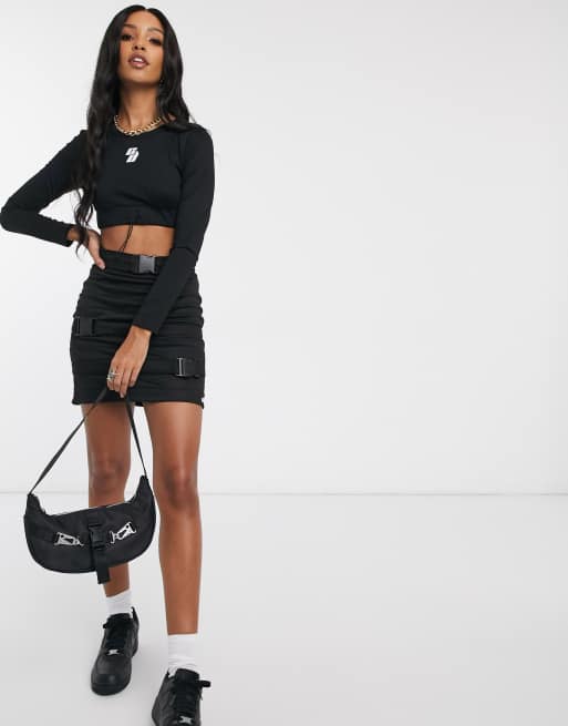 Criminal Damage - Crop top met lange mouwen en trekkoord, 4 van 4