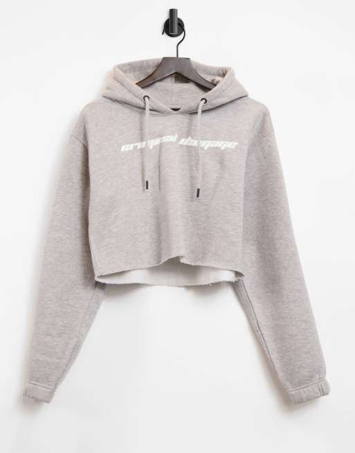 Criminal Damage - Cropped hoodie in gemêleerd grijs | ASOS