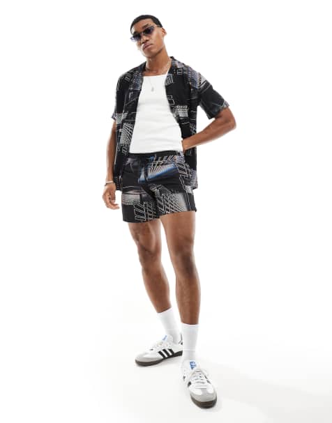 Criminal Damage cyber city print shorts in black  - view 1