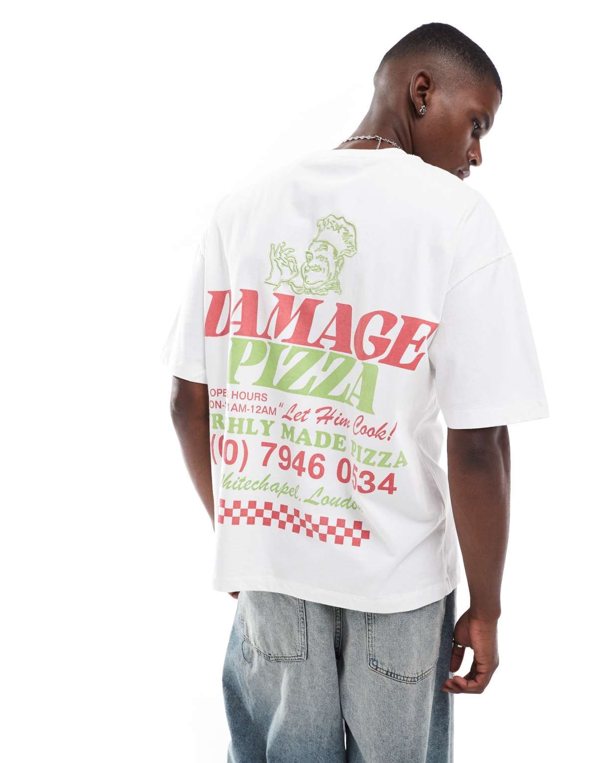 Criminal Damage Damage pizza t-shirt off white in off white