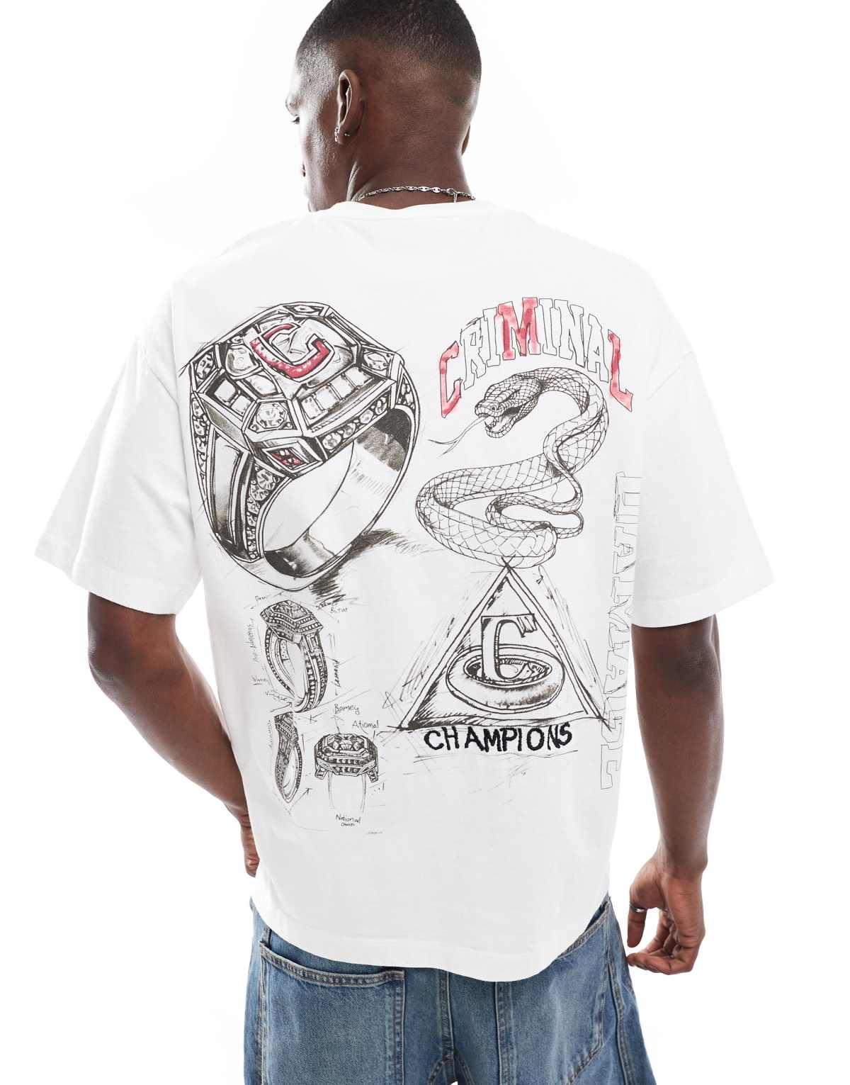 Criminal Damage Diamond ring t-shirt off-white in off-white