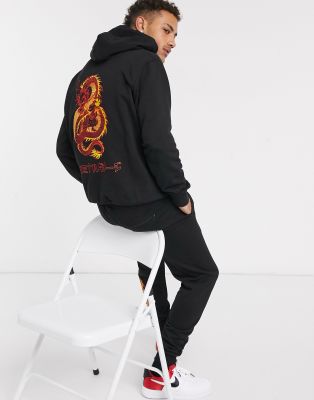 Villano compañerismo abortar Criminal Damage dragon embroidered hoodie in black | ASOS