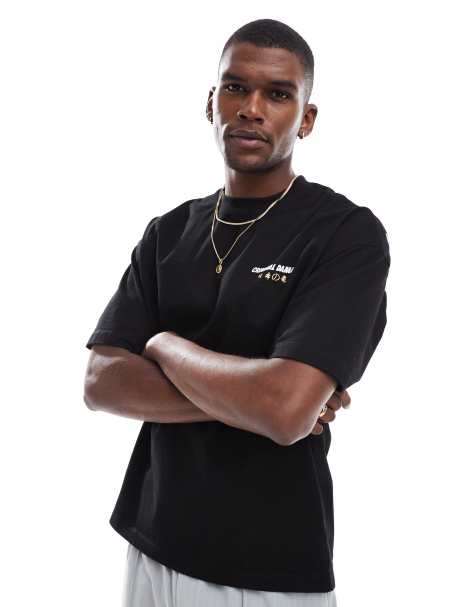 Criminal Damage Dragon wave t-shirt washed black in washed black