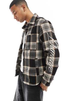 Criminal Damage Drop shoulder flannel shirt in check-No colour