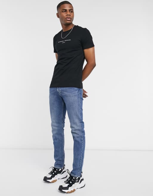 Criminal Damage east london t shirt with back print in black ASOS