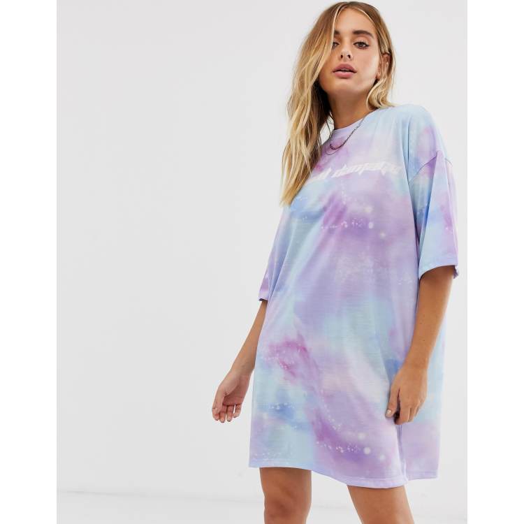 Criminal Damage extreme oversized t shirt dress in pastel tie dye