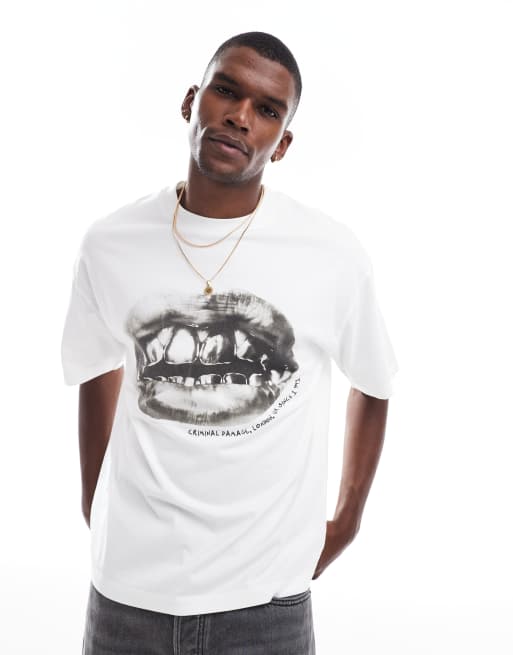 Criminal Damage Gold teeth t-shirt off-white in off-white