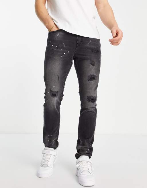 Criminal Damage – Grå, rökfärgade jeans