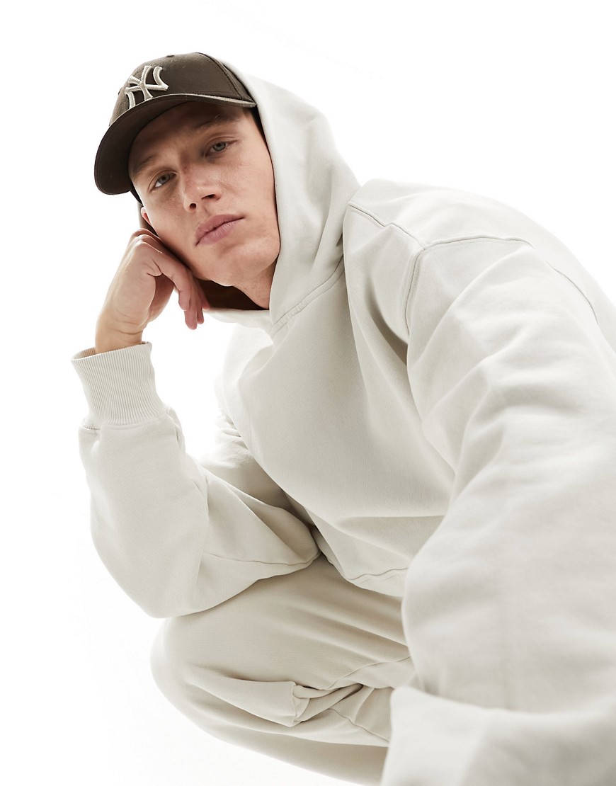 Criminal Damage heavy pullover boxy fit hoodie in off white