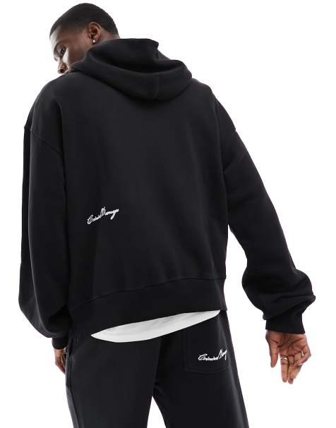 Criminal Damage heavy pullover boxy fit hoodie in vintage black - view 1