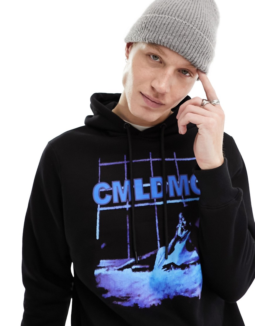 Criminal Damage hoodie with graphic large front print in black